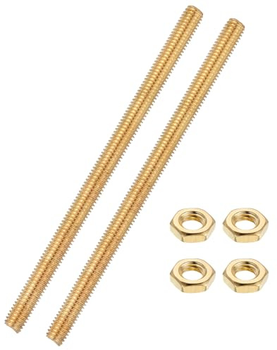 QUARKZMAN Messing Gewindestange M8x1,25x150mm mit Sechskantmuttern 2 Set | Rechtsgewinde Gewindestifte, Befestigungssatz für Möbel Maschinen Schrauben