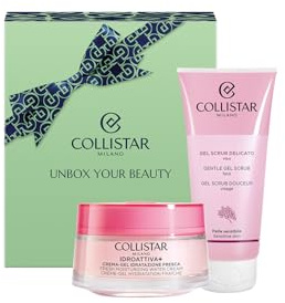 Collistar Geschenkset Gesicht Idroattiva+ mit Feuchtigkeits-Creme-Gel 50ml + Sanftes Gesichtspeeling-Gel 100ml, Feuchtigkeitsspendend, Peelend & Natürlich