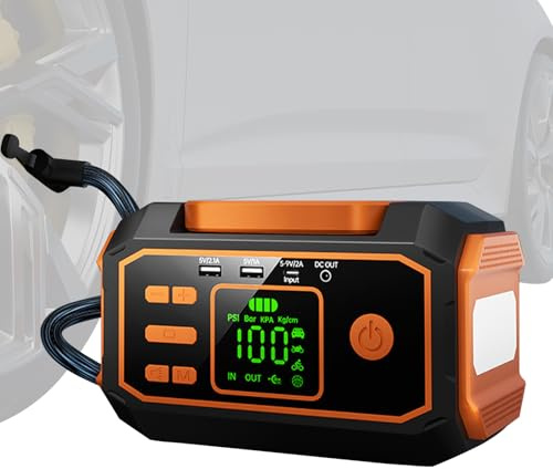 Pompa Aria per Pneumatici di Automobili | Compressore d'Aria Digitale per Pressione con Luce LED,Manometro Digitale Pompa per Pneumatici | per Bicicletta Moto Veicolo SUV Campeggio Camion Garage