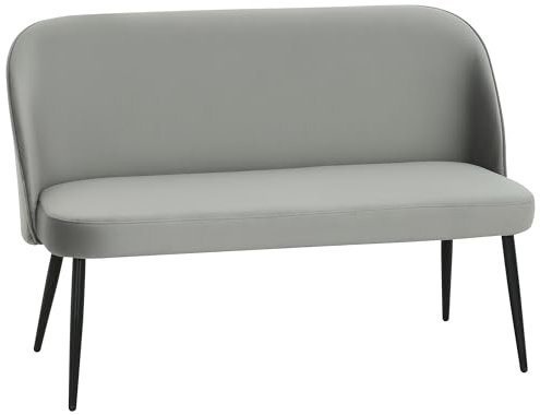 HOMCOM Sofa 2-Sitzer Kleine Couch 127 cm Polstersofa mit Samtoptik Grau | Geschwungene Rückenlehne, Modernes Loungesofa, Wohnzimmer, Schlafzimmer, Kleine Räume
