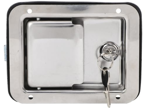 Vvikizy Serrure à Poignée à Palette en Acier Inoxydable Poli Miroir, avec Clés pour Caravane Camion RV, Serrure de Boîte à Outils Encastrée 140x108mm