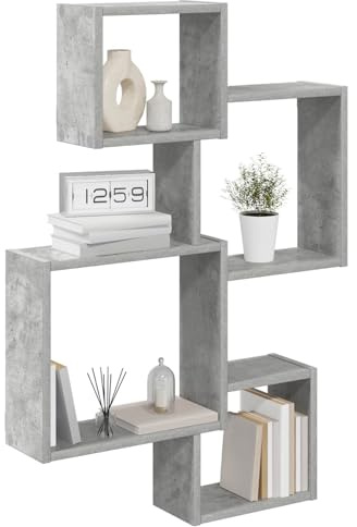 vidaXL Väggmonterad kubhylla grå 64 x 13,5 x 91,5 cm, vardagsrum, rektangulär hylla, modern design, stor kapacitet, kuborganisatör, funktionell möbel