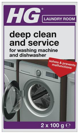 HG Deep Clean & Service Washing Machine Cleaner & Dishwasher Cleaner, Dishwasher & Washing Machine Descaler, Removes Deposits, Kitchen & Laundry Appliance Servicing - 2 x 100g
