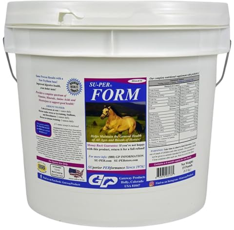 SU-PER Form Horse Vitamins and Minerals Pellets - Nutritional Supplement with Probiotics - Vitamins, Minerals, Amino Acids & Electrolytes - Helps Maintain General Health - 15 Pounds, 4 Month Supply