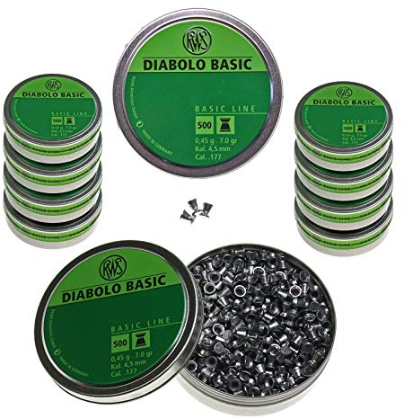 RWS Diabolo Basic Line 4,5 mm, 5000 Schuss (10 Dosen je 500 Stück)