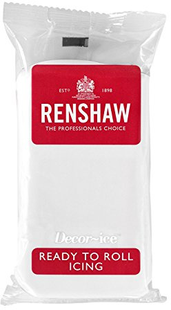 RENSHAW Ready to Roll Fondant Icing, Coloured Ready to Roll Icing, Sugar Paste for celebration, sculpted cakes, cupcakes & decorations. Renshaw Coloured Fondant Icing - WHITE 500g
