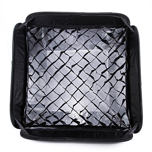 Fotga 60X60cm / 24x24 portable softbox foldable soft box snoot soft box for speedliteand S-Type bracket adapter fit Bowens mount speed ring Elinchrom Mount flash gun with softbox grid kits. (24/60cm soft box+ Honeycomb Grid)