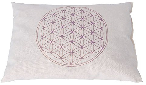 Zirbenholz-Kissen mit Blume des Lebens in Lila, 26 x 19 cm, Wärmekissen, Zirbenpolster