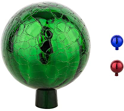 VERDOBA - Gartenkugeln für außen - Rosenkugel für den Garten - Dekokugeln Aussenbereich in vielen Farben - Garten Kugel hergestellt in Handarbeit (grün, Kristall, 15 cm)