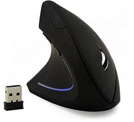 Ratón inalámbrico ergonómico vertical para zurdos con luz LED Ergo óptico de alta precisión, inalámbrico, ligero, para mano izquierda, regalo para PC, computadora, laptop, Mac, oficina, 1600 DPI