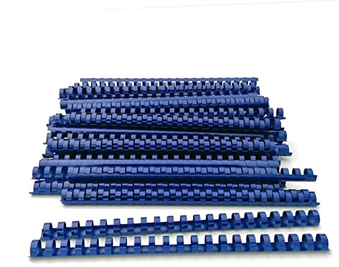 Alevar Dorsi in Plastica a Spirale per Rilegatura, 21 Anelli Diametro 16 mm, Formato A4, Capacità da 101 a 120 Fogli, Colore Blu, Confezione da 100 Pezzi