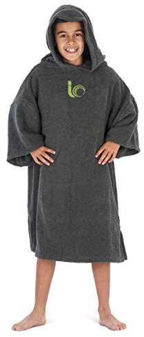 Intrepid utomhus badrock för stranden, 100 % bomull, poncho för surfing, simning, triathlon, inomhus- och utomhusaktiviteter (grå)