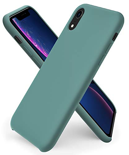 ORNARTO kompatibel mit iPhone XR Silikon Case, Hülle Ultra Dünne Flüssig Silikon Handyhülle Schutz für iPhone XR (2018) 6,1 Zoll -Piniengrün