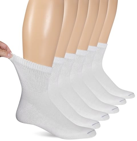 Dr. Scholl's Mens Diabetes & Circulator - 4 6 Pair Packs Non-binding Comfort And Moisture Management Sock, White, 7-12 US
