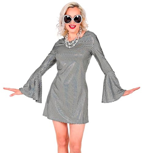 W WIDMANN MILANO Party Fashion - 70er Jahre Disco Style Kleid | Silver Squares, Disco-Kostümzubehör für Karneval, Mottoparty und 70s-Events