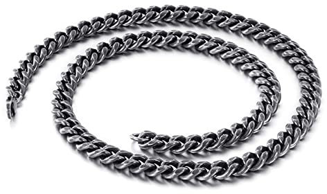 BCughia Panzerkette Herren, Geschenke für Schwester Schwärzung Panzerkette Karabinerverschluss Edelstahl Hip Hop Design Jubiläum 9mm Halskette