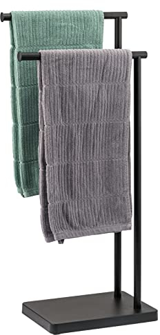 bremermann Stand-Handtuchhalter freistehend, 2 Stangen, Handtuchständer (Schwarz)