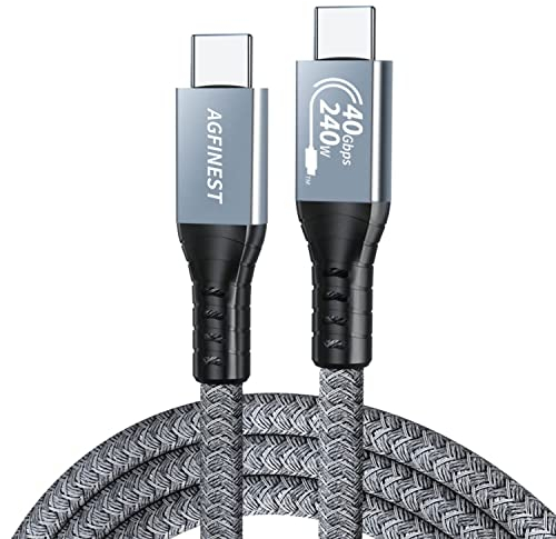 AGFINEST 240W USB4 Kabel für Thunderbolt 4 Kabel, Zertifizierte 40Gbps Datensynchronisation, 8K@60Hz 4K@144Hz HDR USB C Kabel für iPhone16 MacBook M1 M2, iPad, SSD, Docking Station (Gerade, 2M)