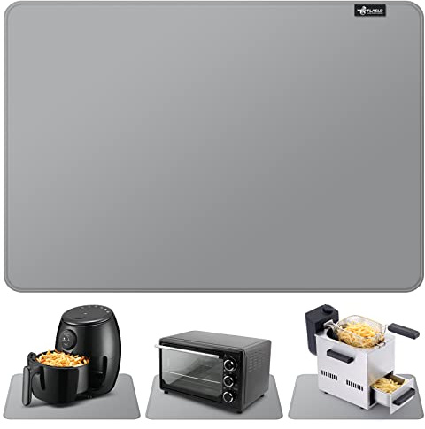 FLASLD Heat Resistant Mat for Air Fryer Site on, Fireproof Silicone Mats for Kitchen Counter, Countertop Protector, No-slip and Waterproof (Gray, 12X18)