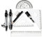 XPEX Compasso,Compasso Set,Compasso Scuola Elementare Media,10 Pezzi Geometry Kit, Set Compasso Scuola Compassi per tracciare goniometro, Squadre, righelli per Studenti,Compasso ECC.