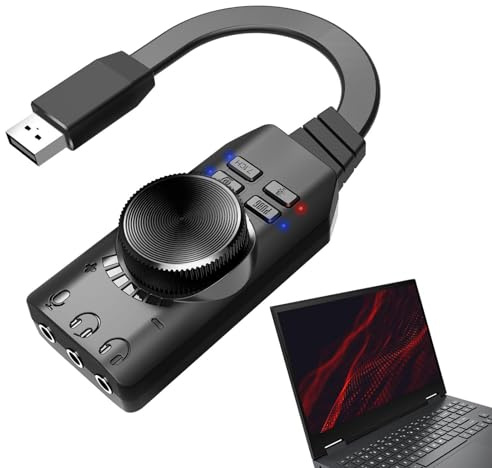 USB Sound Card,Virtual 7.1 Surround Sound USB Headphone Adapter with Volume Control | Portable USB Audio, 3.5mm Sound Card, Driver USB Audio Interface for Headset, Headphone, Laptop Soydan