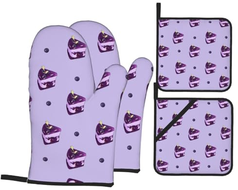 Trukd Blueberry Cake Gants de four 2 gants et 2 maniques Résistance à la chaleur