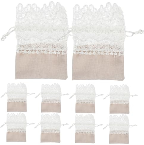 NUOBESTY 30stücke Drawstring Schmuckbeutel Spitze Beige Stofftaschen Für Hochzeiten Süßigkeiten Und Schmuckaufbewahrung Für Und