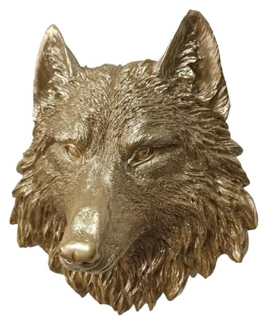 Sharplace Sculpture Murale Suspendue en résine, tête d'animal, Artisanat d'art Mural, décoration Murale décorative Faite à la Main pour Restaurants, Fabrication, Loup
