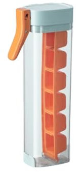 Ice Cube Tray kit, Small 1-Hand Press ice Tray, 6-Compartment ice Making Model, Suitable for Whiskey, Cocktails, Coffee and DIY (Orange 3 Pieces)