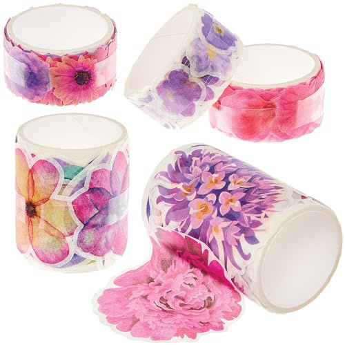 Baker Ross FN197 Papierblumen-Klebeband – 5er-Pack Scrapbook-Aufkleber, Blumenaufkleber für Dekorationen