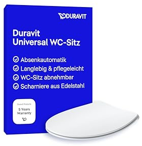 Duravit WC-Sitz Univavo, ovaler WC-Sitz, Klobrille mit doppelter Absenkautomatik, Toilettendeckel Quick Release für einfache Montage, Klodeckel made in EU, Urea-Duroplast, Edelstahlscharniere, Weiß