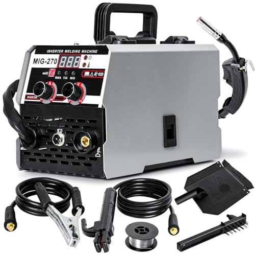 Kripyery Poste à souder MIG multiprocessus portable 3 en 1, poste à souder numérique MIG sans gaz 250 A 220 V, fer massif à noyau de flux MIG-ARC Lift WIG, machine à souder à inverter avec A