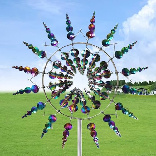 Magic Windmill, Metall-Windmühle, 93cm Garten Wind Spinner Einzigartige Und Magische Metall Windmühle, Windspinner Spinner Skulpturen Windfänger, Rasen Wind Spinners Für Outdoor Wind Catcher