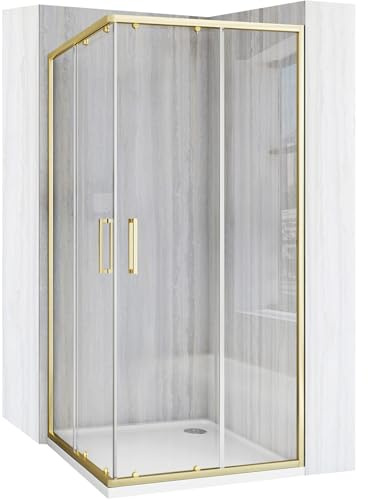 REA CABINA DE DUCHA CITY 90 X 90 X 190 CM CABINA DE DUCHA CUADRADA (ORO CEPILLADO)