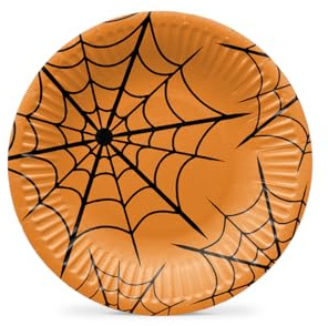 PAW Assiettes Carton Ø 18 cm, 8 pièces - Halloween Amusant | Solides et pratiques en carton, parfaites pour Halloween et fêtes d'automne, dressage rapide et jetable