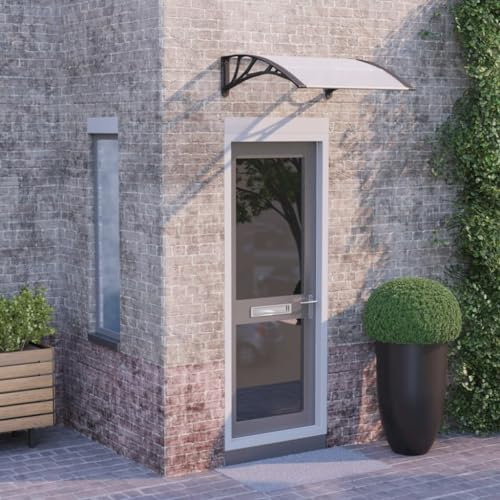 XGWKCNV Lawn & Garden Door Canopy Black and Transparent 80x75 cm Polycarbonate Outdoor Living