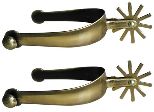 Hperu 1 Paire Sangles Spur Spurs pour Les Bottes de Cowboy, éperons de Cowboy à Cheval en Alliage en Alliage en Alliage de Zinc Vintage avec équipement Rotatif de 4 Pouces