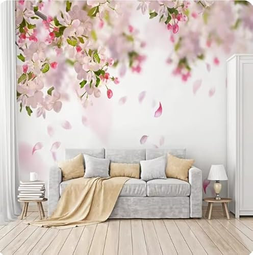 vsdhlsidgl Tapete Handgemalte Garten Rosa Blumen Wandbilder Wohnzimmer TV Sofa Romantische Wohnkultur, 3D, 400x280cm
