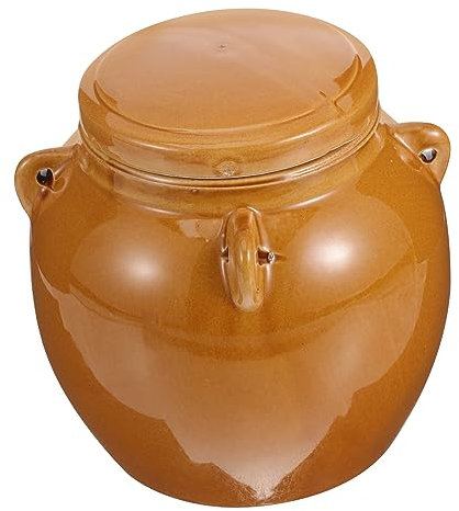 MUCKLILY Ceramic Honey Jar with Lid Vintage Sealing Pickle Container Medium 2lb Capacity Kitchen Storage Jar for Honey and Pickles