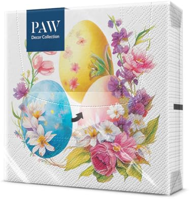 PAW Servietten 33 x 33 cm, 20 Stück - Eierstrauß | Dreilagig, saugstark und reißfest, österliche Tischdeko für Ostern und Frühlingsbrunch, bringt Osterstimmung an den Tisch