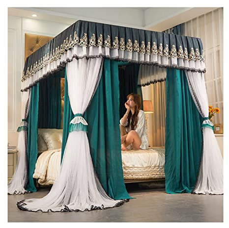 XDAWQP Betthimmel-Moskitonetz für Doppelbett, Luxus-Betthimmel – 4-Pfosten-Edelstahlschienen, staubdicht und beschattet,200x220x210cm