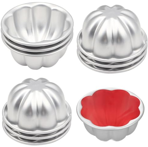 SWEWARM 10Pcs Pudding Cup Molds, 3.7 x1.77inch Mini Fluted Cake Pans, Small Fluted Cake Pans for Baking，Non-Stick Jelly Molds, Easy to Demold, Cake Pan Nonstick
