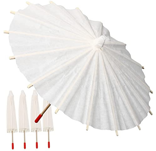 Homoyoyo 5 Stück Weißer Papierschirm Zum Selbermalen 20cm Selbstgemacht Leerer Ölpapier Regenschirm Kindergarten Kunsthandwerk Foto Requisite