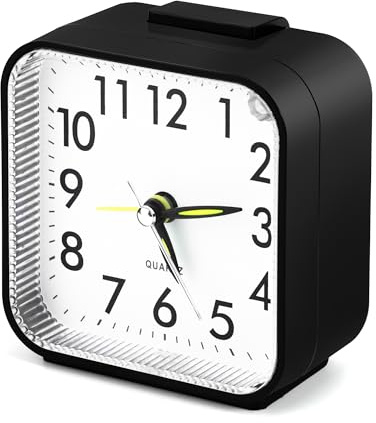 JSMTKJ Sveglia Analogica Silenziosa senza Ticchettio, con Funzione Snooze e Luce, Sveglia Viaggio Allarme Portatile Movimento al Quarzo silenzioso adatta a chi ha il sonno profondo