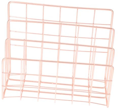 DOITOOL Desktop Mail Organizer mit Fächern Moderner Zeitschriftenhalter aus Metall für Home Office Roségold Sorgt für Ordnung und Übersichtlichkeit bei Dokumenten und Post