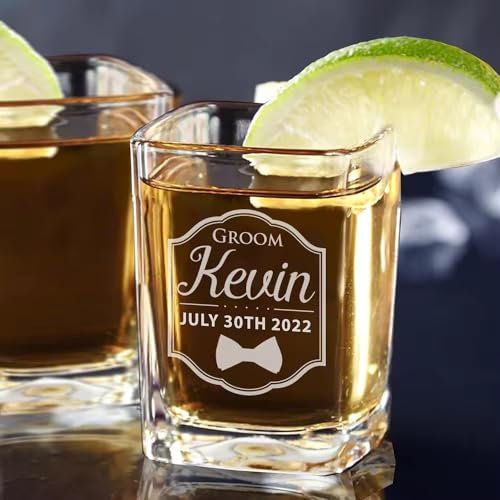 Coppe Da Vino In Vetro Per Whisky Personalizzate, 2 Bicchieri Da Shot Incisi Personalizzati Per Uomini, Per Compleanni, Matrimoni, Sposi, Incisi Con Nomi E Iniziali