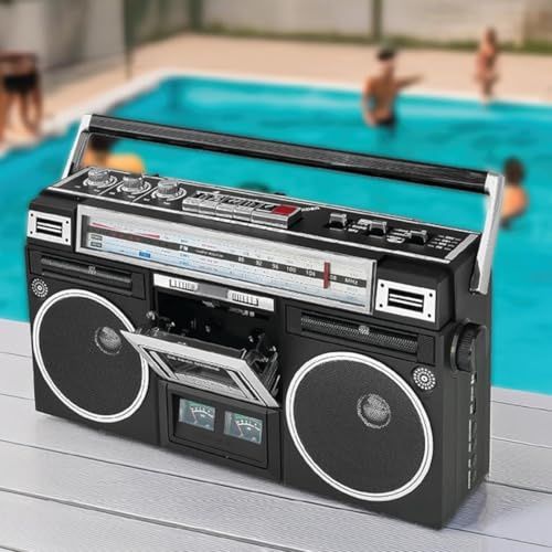 Retro CD-spelare Boombox – radiokassettinspelare med inbyggda stereohögtalare, AM/FM-radio och USB-inspelningsfunktioner för familjesammankomster och resor