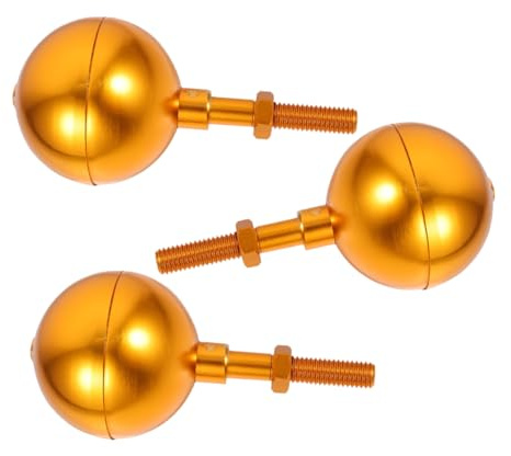 HEMOTON 3pcs Gold Aluminum Alloy Flagpole Ball Topper Threaded Finial Ornament with High Gloss Corrosion Resistant Finish for Telescoping Flagpoles Easy Installation for Outdoor Use in