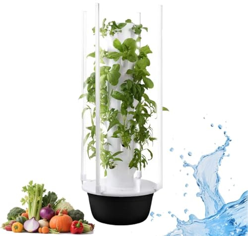 zhenmaster Tour hydroponique Intelligente à 5/7/9 étages avec éclairage LED – Jardin sans Sol pour Fruits, légumes, Fleurs – Économie d’Eau 90% – ABS résistant aux U-V(36Holes+LED)
