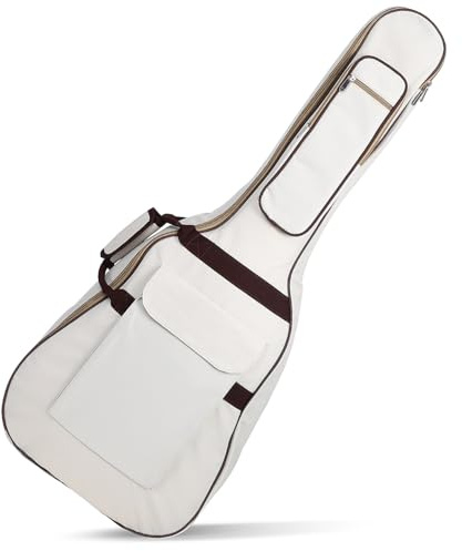 EPIGEIST Gitarrentasche 40/41 Zoll Oxford Baumwolle Beige Mit Polsterung Instrumentenaufbewahrungstasche Für Akustik Und E-Gitarren Organizer Mit Großem Stauraum Und Seitlichem Tragegriff